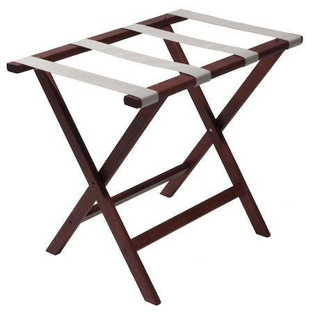 Wooden Mallet Deluxe Straight Leg Luggage Rack with Silver Straps Mahogany LR-MHSVR